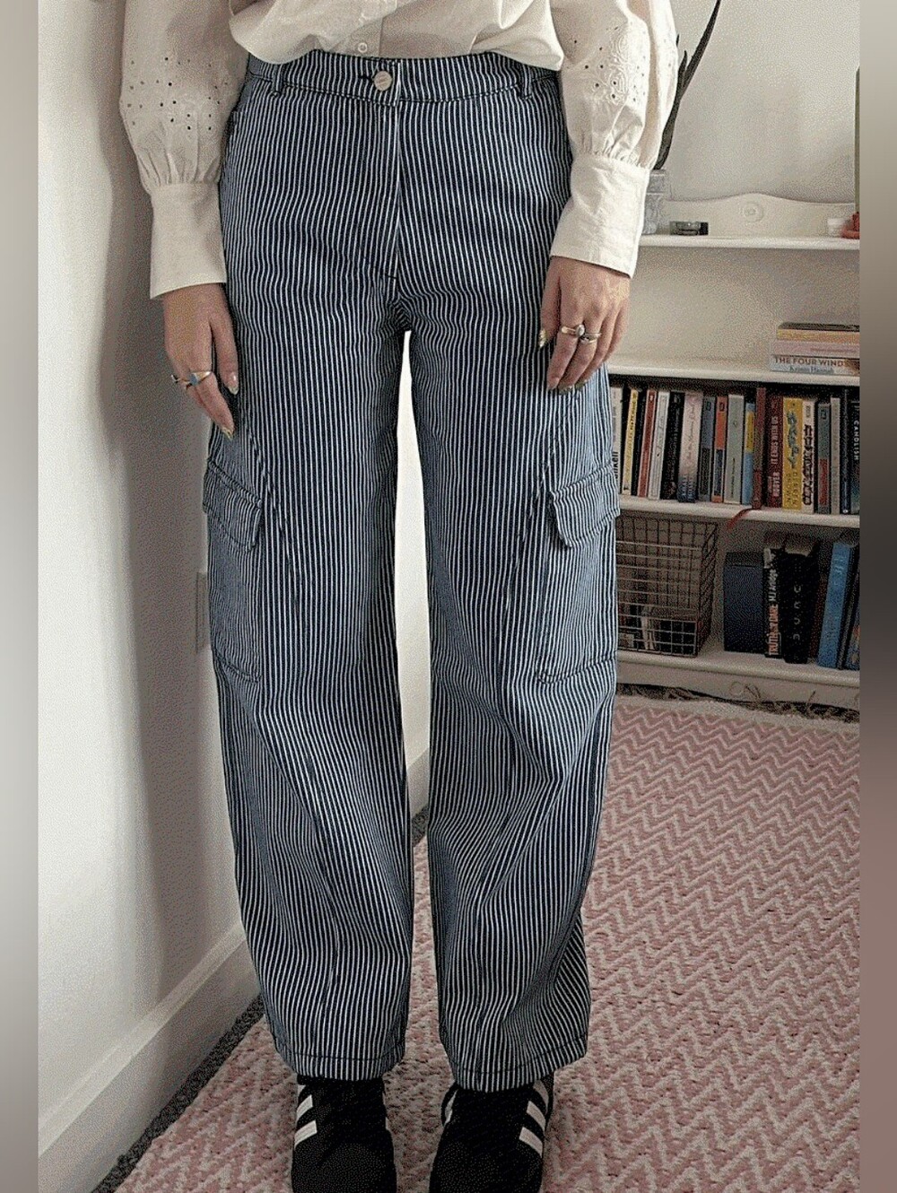 Damson Madder Hickory Stripe Cargo Jeans EU Size 10/ US Size 6